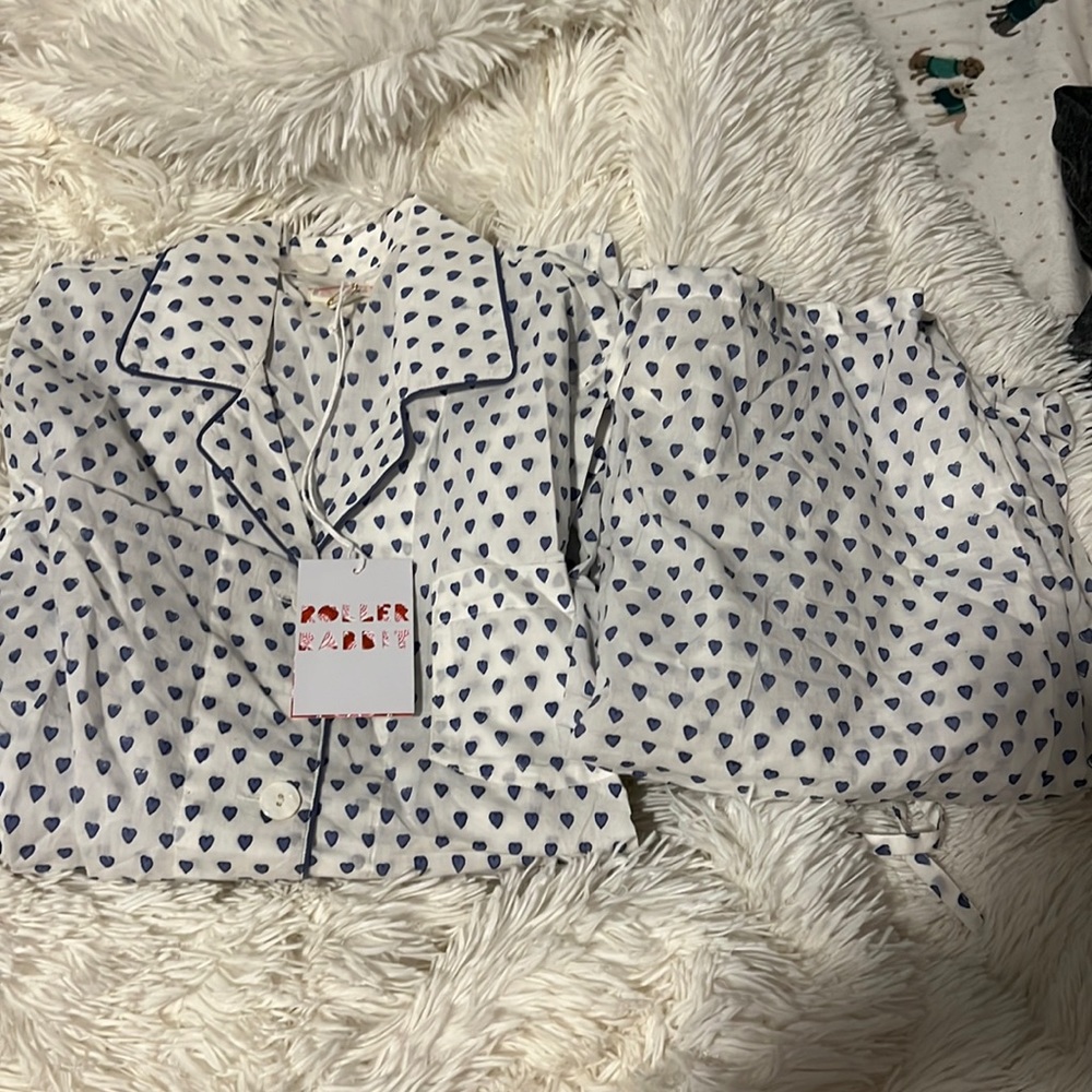roller rabbit blue hearts loungewear